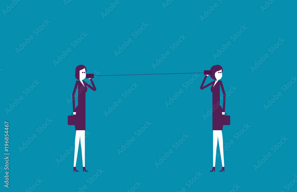 Business team talking on can phone.Vector illustration communication business concept. Business team talking on can phone.Vector illustration communication business concept.
