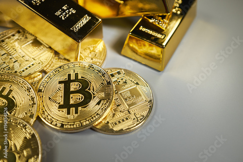 Bitcoin and gold background