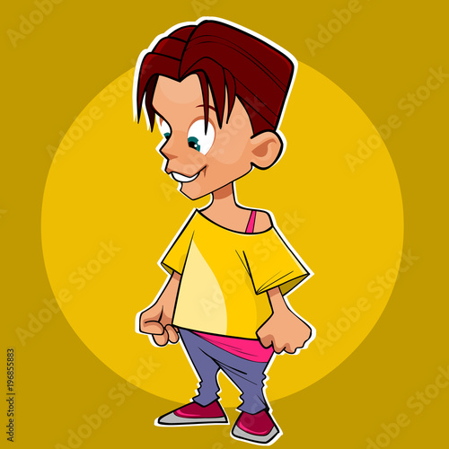 cartoon character a boy or a girl with short hair