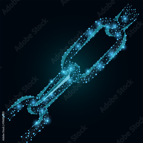 Abstract mash line and point Blockchain link. Vector business illustration. Internet technology chain icon triangle polygonal hyperlink security business network concept. 