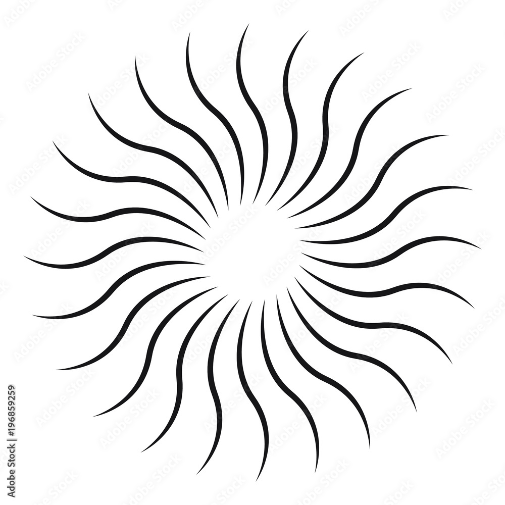 Circular, radial abstract geometric rays, flame. Geometric element. Vector illustration. Circular, radial abstract geometric rays, flame. Geometric element. Vector illustration.