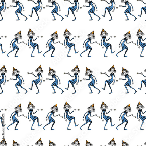 pattern of the striding funny witches