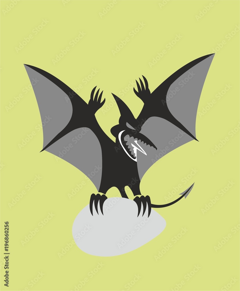 Obraz premium Pterodactyl with egg as emblem