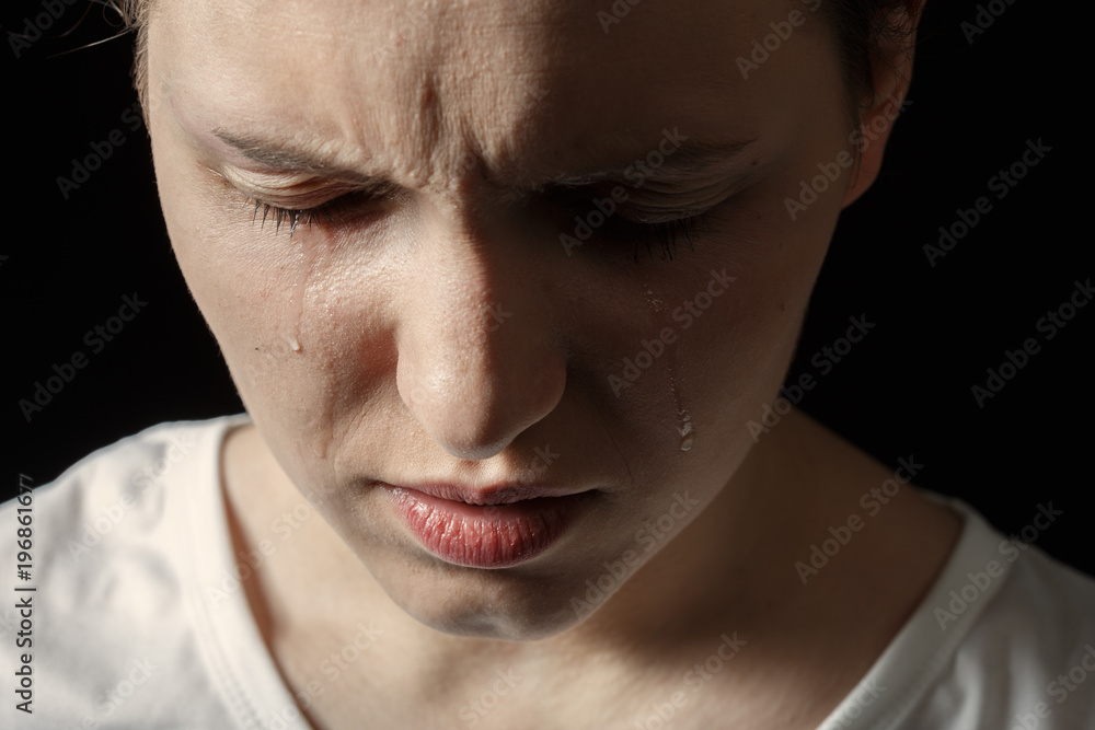 Fototapeta premium sad woman crying