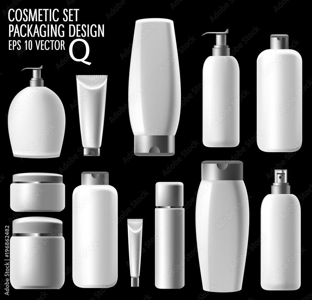 Realistic cosmetics, hair shampoo, soap and hand cream. Promoting premium products, realistic cosmetics, illustration of cosmetics Realistic cosmetics, hair shampoo, soap and hand cream. Promoting premium products, realistic cosmetics, illustration of cosmetics