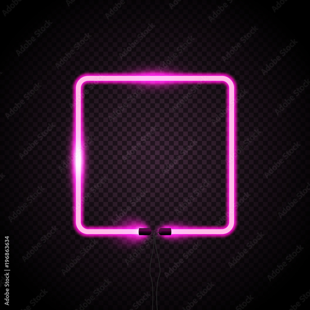 Square neon frame, vector illustration Square neon frame, vector illustration