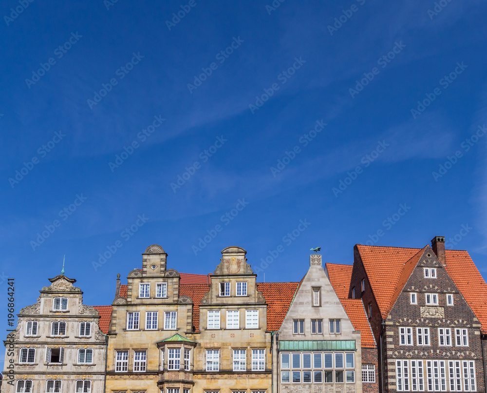 Panorama of old houses at the central market square of Bremen