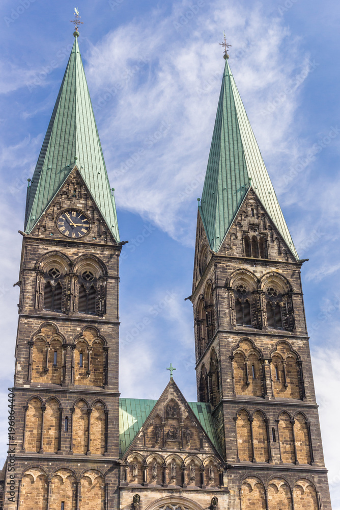 Towers of the historical Dom church in Bremen