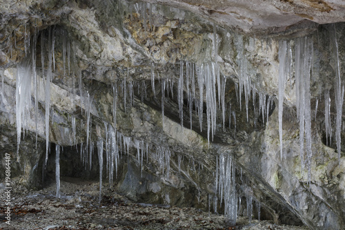 Ice formations in Mazarna cave in Velka Fatra national park in northern Slovakia. 