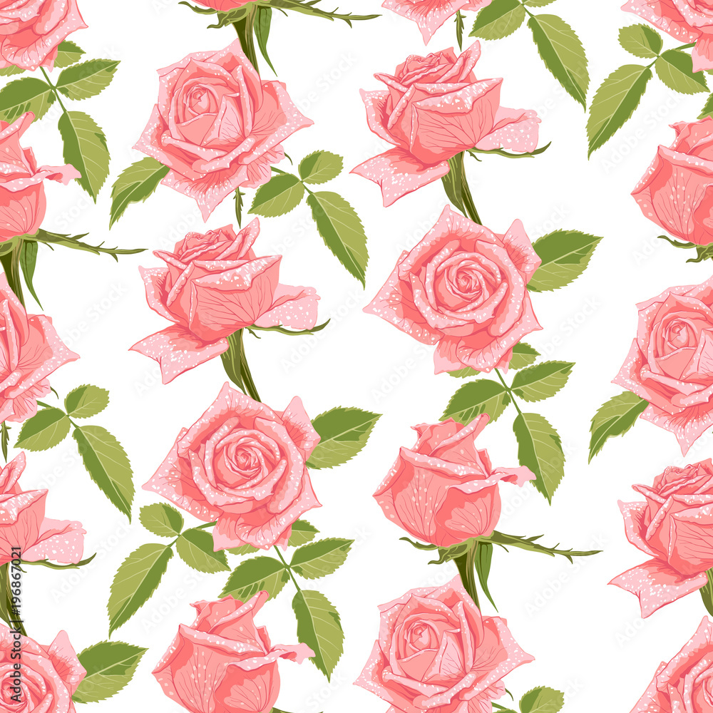 Seamless floral pattern with roses. Seamless floral pattern with roses.
