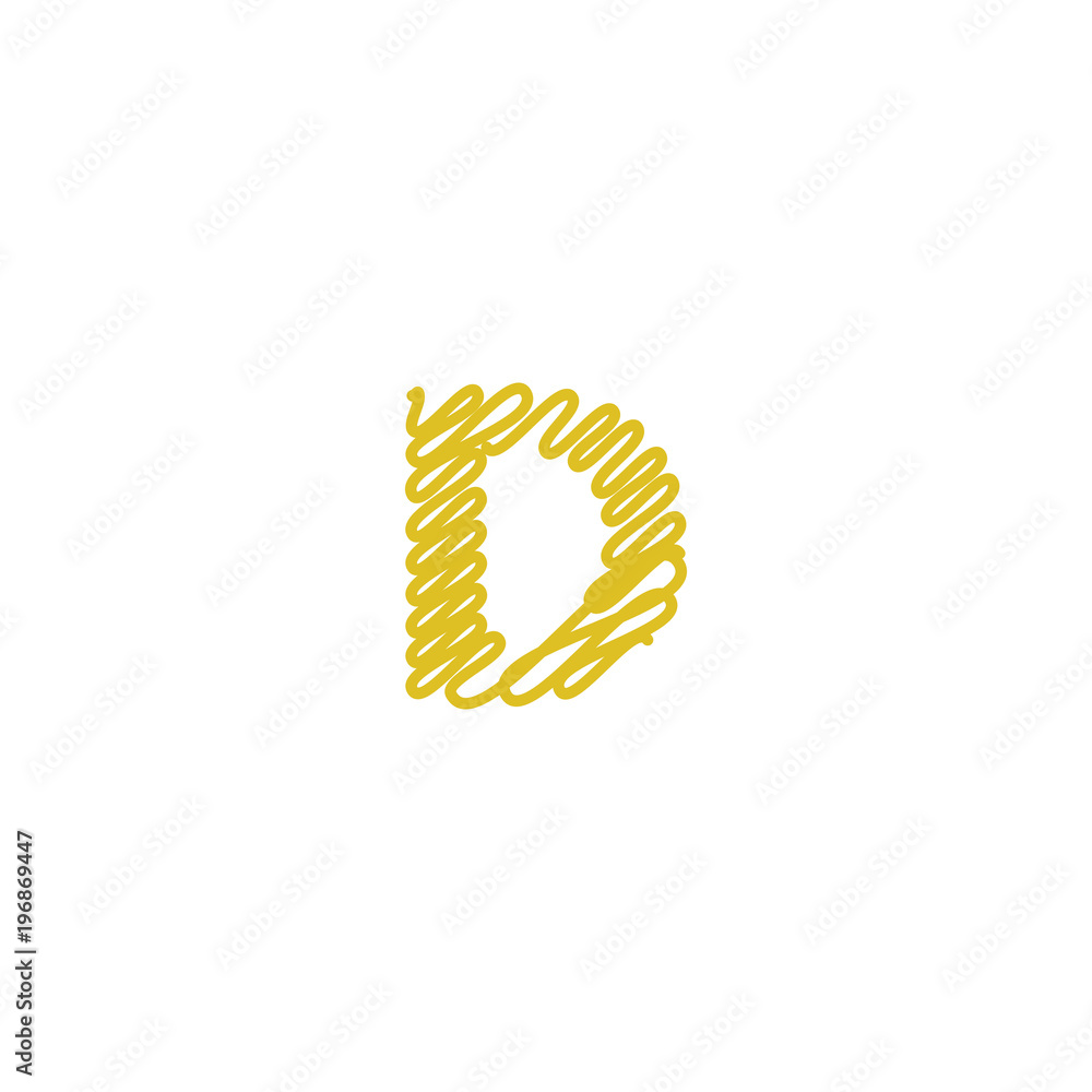 Initial letter D scribble gold logo Initial letter D scribble gold logo