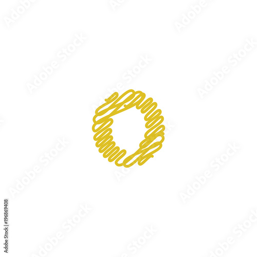 Initial letter O scribble gold logo