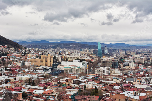 Fototapeta Naklejka Na Ścianę i Meble -  Panoramic view of Tbilisi, the capital of Georgia with old town and modern architecture