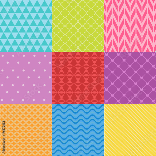colorful abstract seamless pattern set