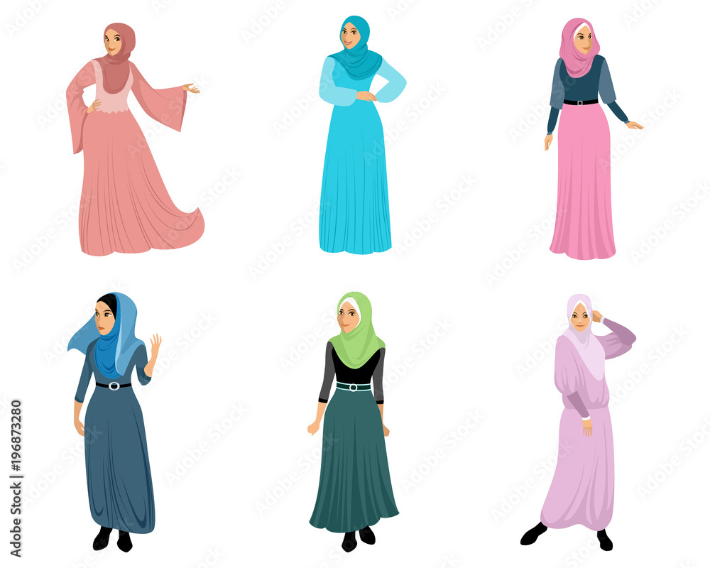 Set of six muslim women Set of six muslim women