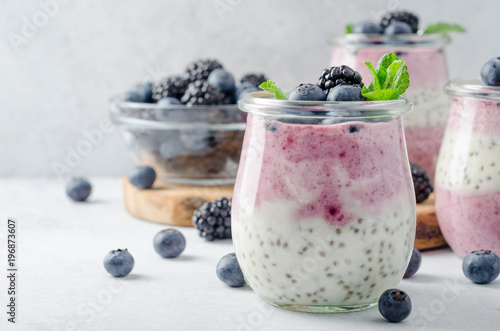 Acai berry and chia seed pudding