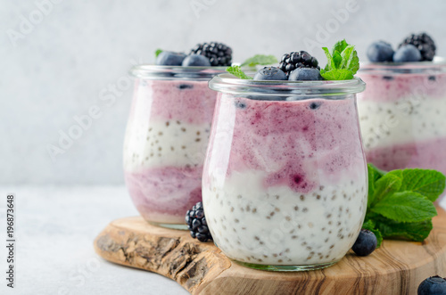 Acai berry and chia seed pudding