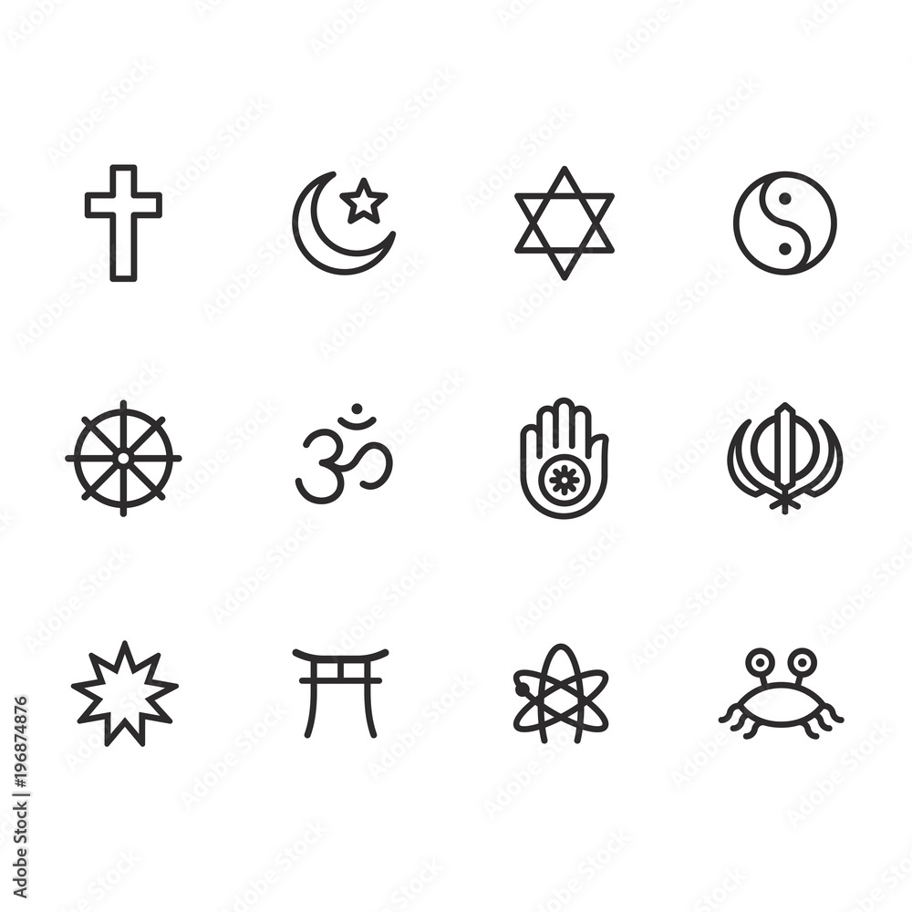 Religion symbols icon set Stock Vector | Adobe Stock