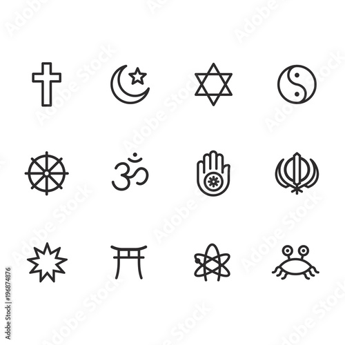 Religion symbols icon set