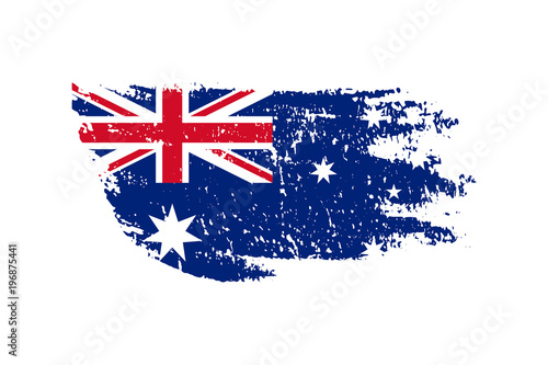 Vintage Australian flag illustration. Vector Australian flag on grunge texture.