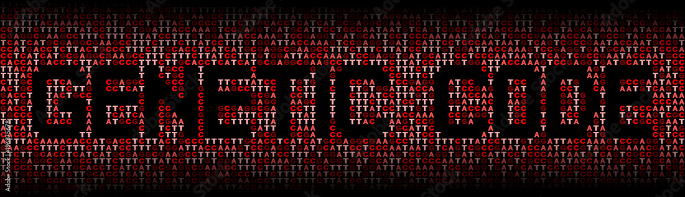 Genetic Code text on DNA genetic code background illustration Genetic Code text on DNA genetic code background illustration