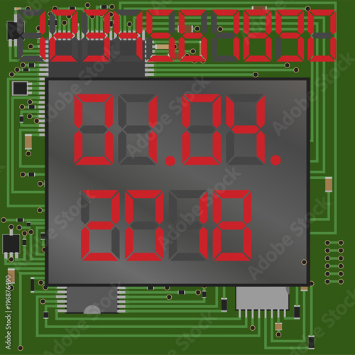 Date April first on the watch face. Vector