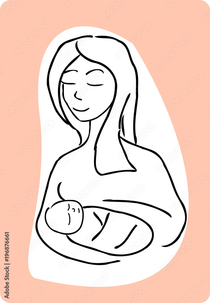 Mother and child contour illustration Mother and child contour illustration