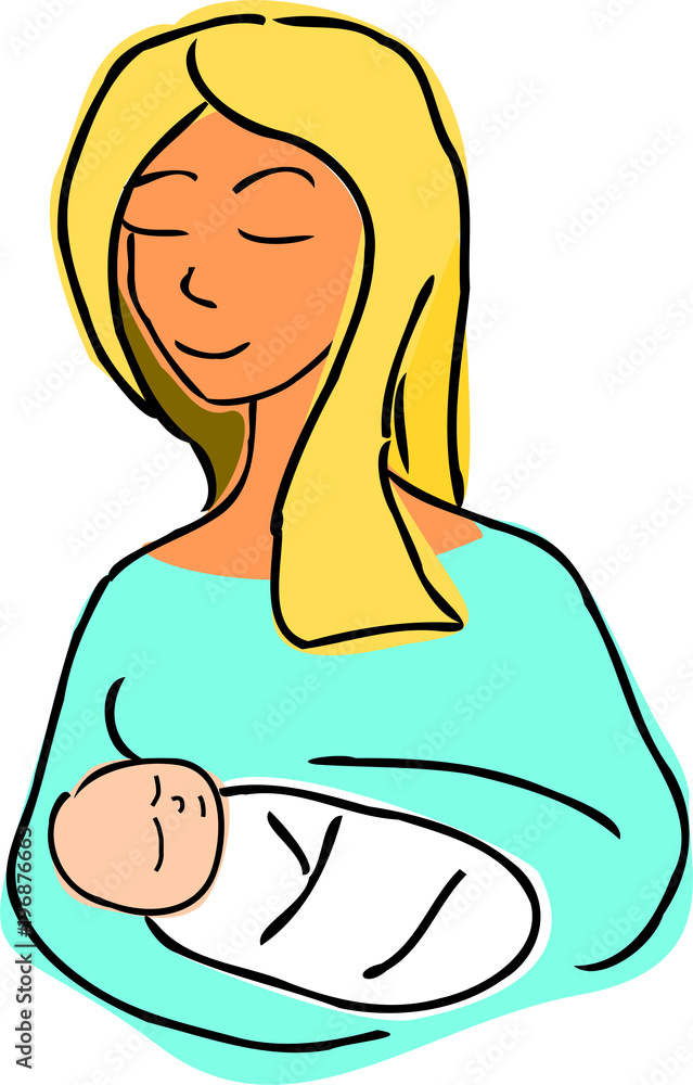 Mother and child cartoon illustration Mother and child cartoon illustration