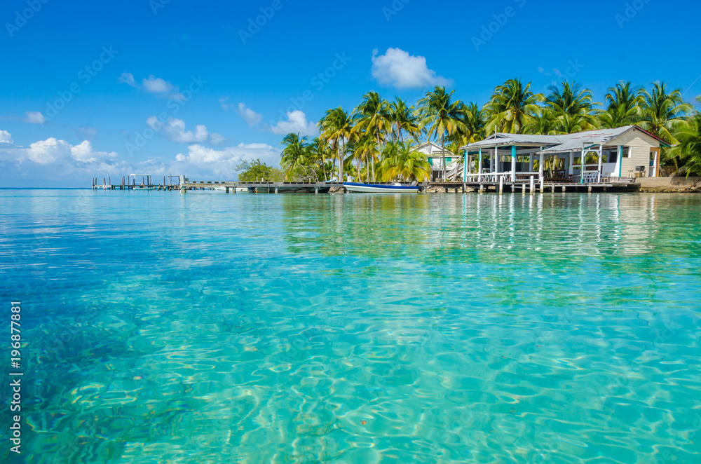 Belize Cayes - Small tropical island at Barrier Reef with paradise beach - known for diving, snorkeling and relaxing vacations - Caribbean Sea, Belize, Central America