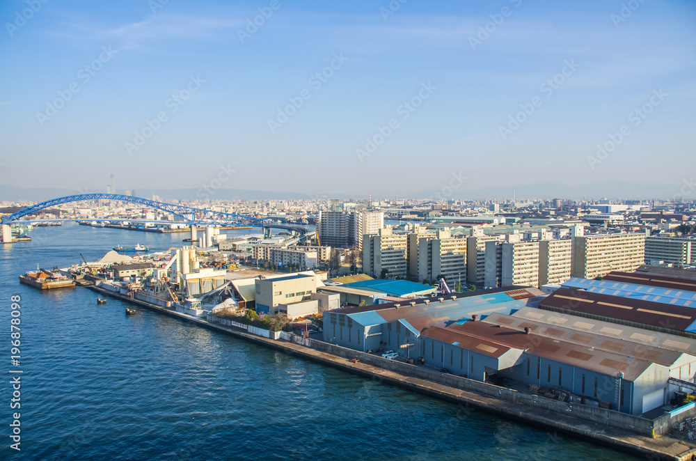 大阪・港湾地域と大阪市南部の風景