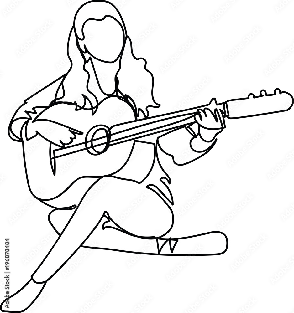 Guitar girl sketch andreadesign47 - Illustrations ART street