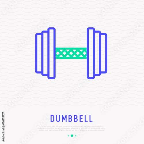 Dumbbell thin line icon. Modern vector illustration of fitness equipment.