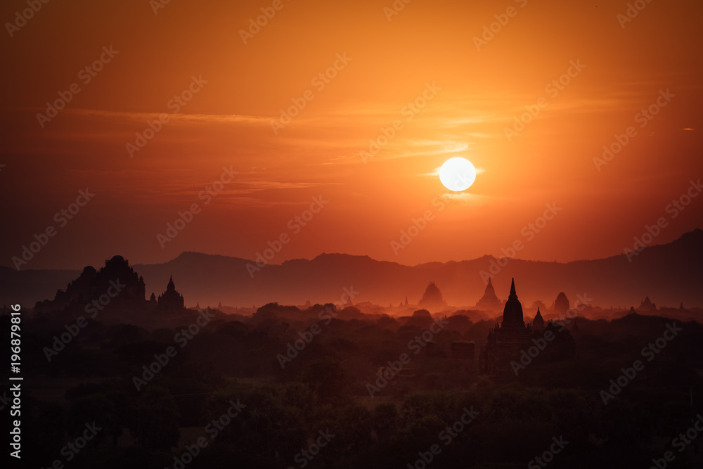 Pagoda in sunset at Bagan