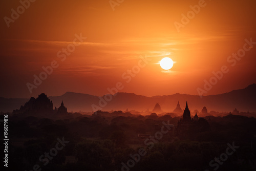 Pagoda in sunset at Bagan
