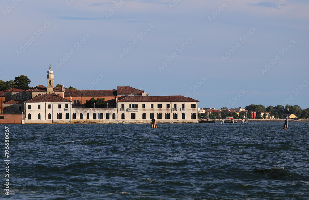 Venice Italy Buildings of the Benedictines in San Servolo Island in the Venetian Lagoon