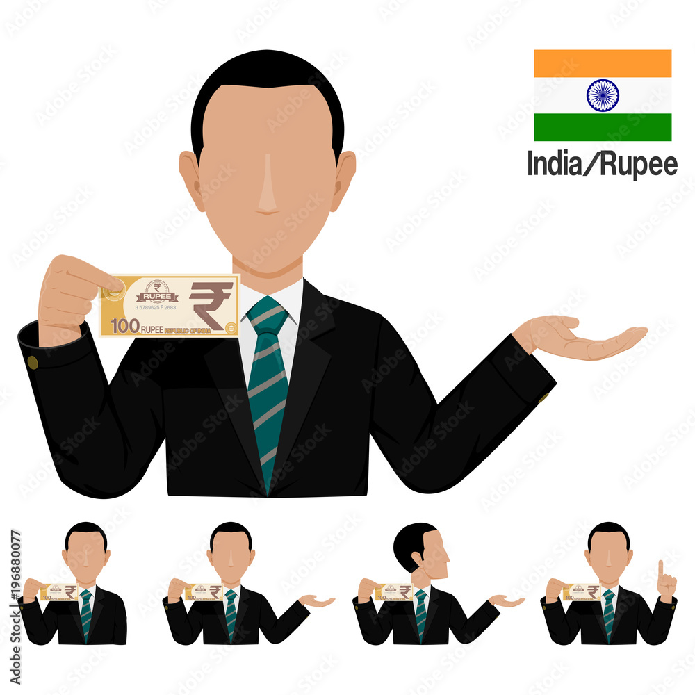 Businessman is presenting Rupee banknote on transparent background
Businessman is presenting Rupee banknote on transparent background