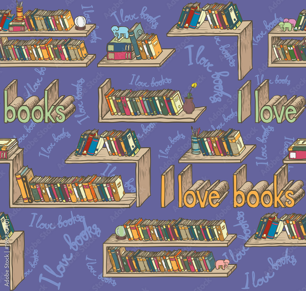 I love books. Seamless Pattern