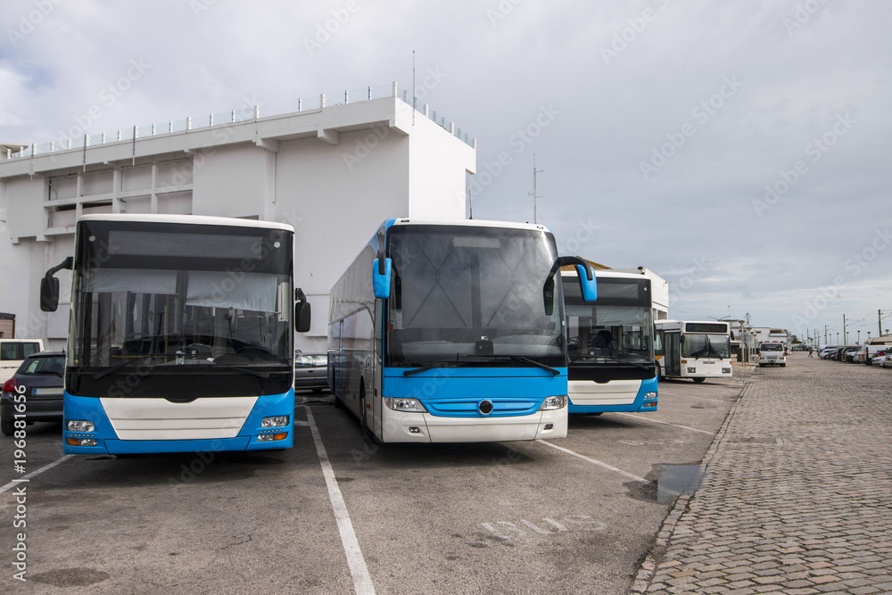 Buses parked in the city