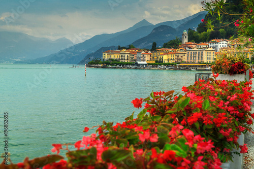 Spectacular town of lake Como with luxury buildings, Bellagio, Italy © janoka82
