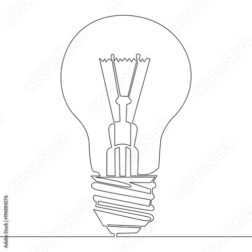 Continuous one line drawing light bulb symbol