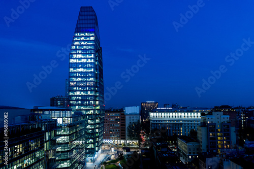 Diamond Tower by dusk, Porta Nuova District, Milan, Italy