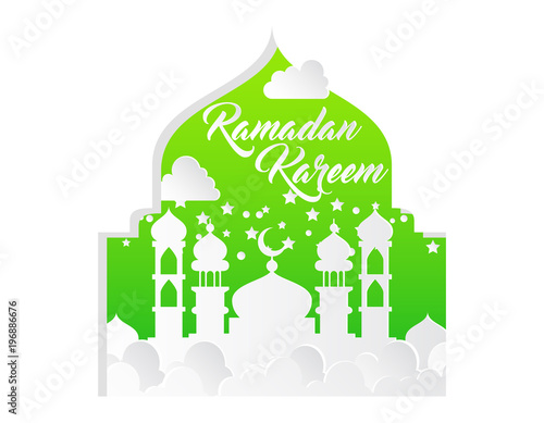 beautiful ramadan kareem background with paper art style