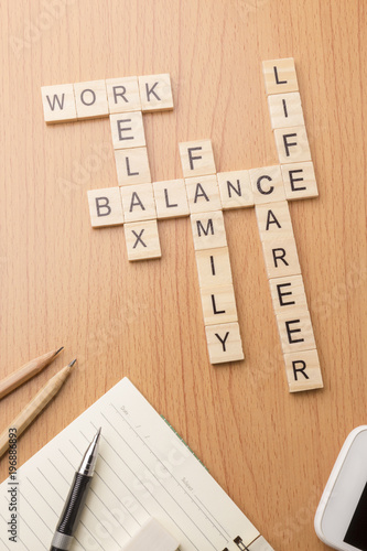 balance of work, life and family on desk