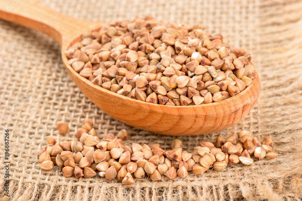 Buckwheat in spoonful Buckwheat in spoonful