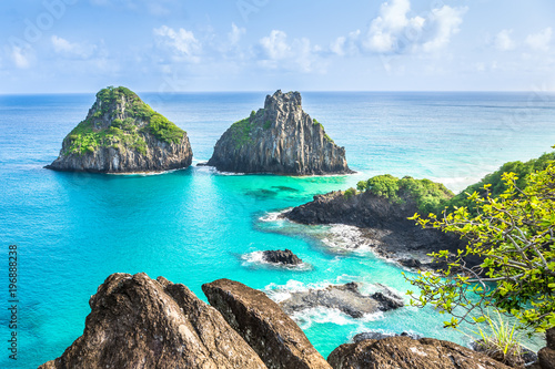 Fernando de Noronha, Brazil. View Morro dos Dois Irmãos.