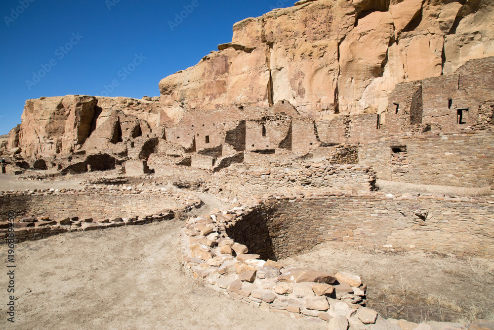 Two round kivas at Chaco Canyon in New Mexico