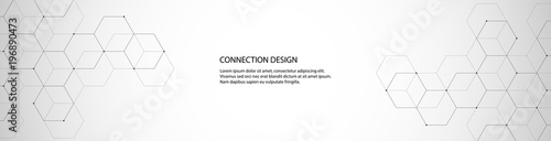 Vector banner design with hexagons abstract background.