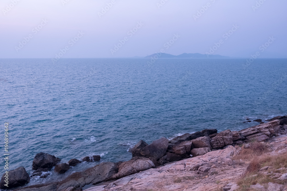 Beautiful sea scape with amazing sea rock texture in the evening Beautiful sea scape with amazing sea rock texture in the evening