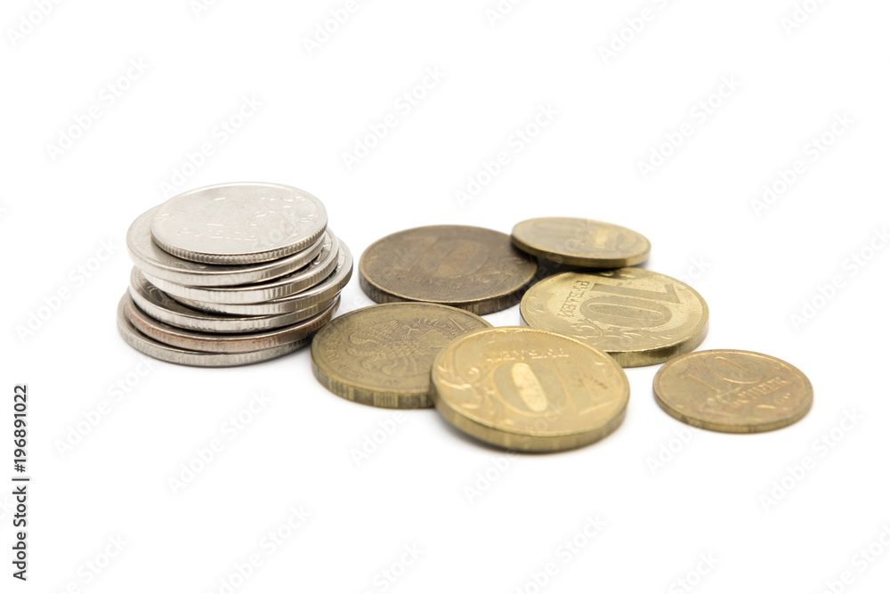 Various Russian Ruble coins isolated on white background Various Russian Ruble coins isolated on white background