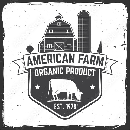 American Farm Badge or Label. Vector illustration.